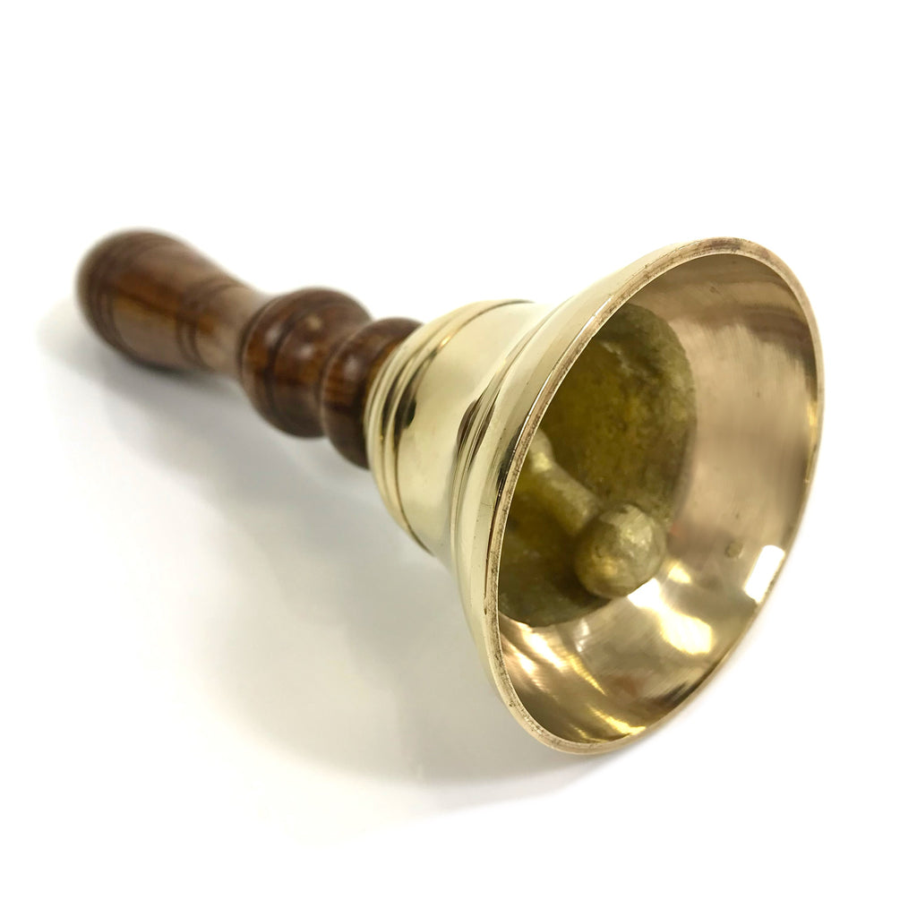 The Ventiano Small Brass Hand Bell with Wooden Handle - Tuned to