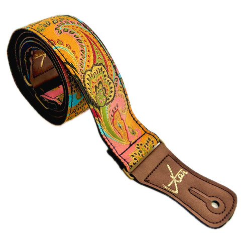 The Summer of Love Pink Paisley Guitar Strap - Vtar Vegan Guitar Straps