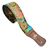 The Sweet Dreams Pink & Blue Paisley Guitar Strap - Vtar Vegan Guitar Straps