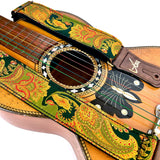 The Poison Ivy Green Paisley Guitar Strap - Vtar Vegan Guitar Straps