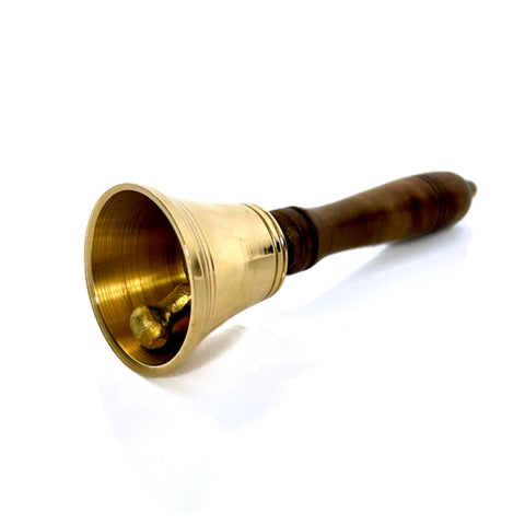 The Ventiano Small Brass Hand Bell with Wooden Handle