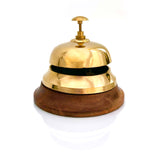 The Ventiano Brass Desk Bell with Wooden Base for Reception Call Bell Ideal for Hotels, Schools and Restaurants