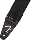 Fender WeighLess Running Logo Guitar Strap, 2in, Black/Black, 0990642076