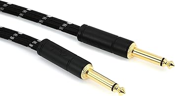 FENDER Deluxe Series Instrument Cable - 15 ft – STR/STR – Black Tweed