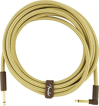 Fender 990820086 Deluxe Series Instrument Cable - 15 ft – STR/ANG – Tweed, 4.5m