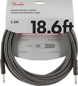 Fender Professional Series Instrument Cable - 18.6 ft - STR/STR - Gray Tweed