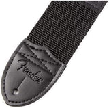 Fender Guitar Strap, Polyester Webbing with Yellow Logo, Adjustable 33”-53”, Black, 990662070