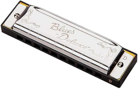 Fender Blues Deluxe Harmonica, Key of D, 10 Holes, Nickel Chrome, Includes Case, 0990701004