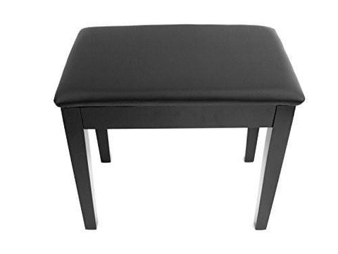 Prelude Black Piano Stool Fixed Height with Storage and Vinyl Top Polished Ebony - 1to1 Music