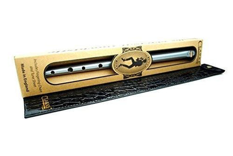 Clarke Silver Original C Tin Penny Whistle wth Gift Box & Black Whistle Pouch - 1to1 Music