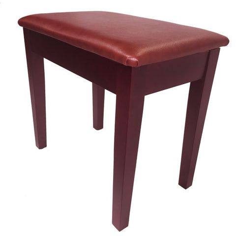 Prelude Satin Mahogany Piano Stool - Fixed Height with Storage and Tan Vinyl Top - 1to1 Music