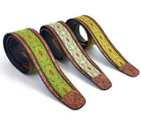 Handmade Vegan Psychedelic Jacquard Retro 70's Style Guitar Strap by VTAR, Made with Vegan Leather. For Acoustic, Bass and Electric (Yellow Psychedelic)) - 1to1 Music