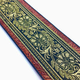 Handmade Retro Psychedelic"Renaissance" Collection 60's 70's Guitar Strap by VTAR, Made with Vegan Leather. For Acoustic, Bass and Electric (Gold Floral) - 1to1 Music