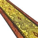 Handmade Vegan Psychedelic Jacquard Retro 70's Style Guitar Strap by VTAR, Made with Vegan Leather. For Acoustic, Bass and Electric (Yellow Psychedelic)) - 1to1 Music